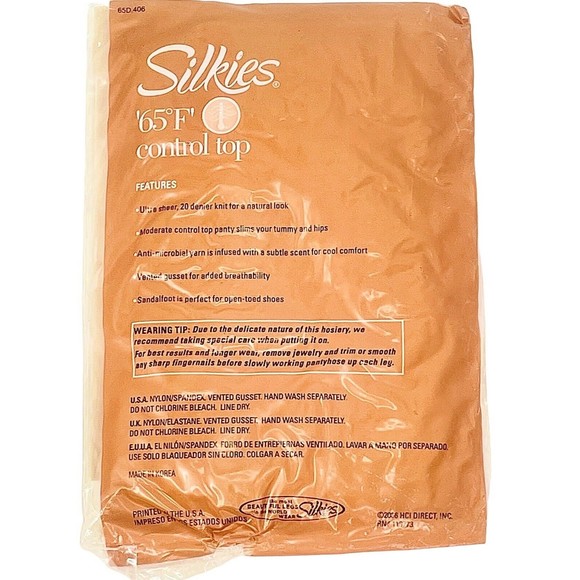 SILKIES NEW 3 PACK Queen/XL Nude 740501 Ultra Sheer 65* Control Top Sandalfoot - Picture 5 of 10